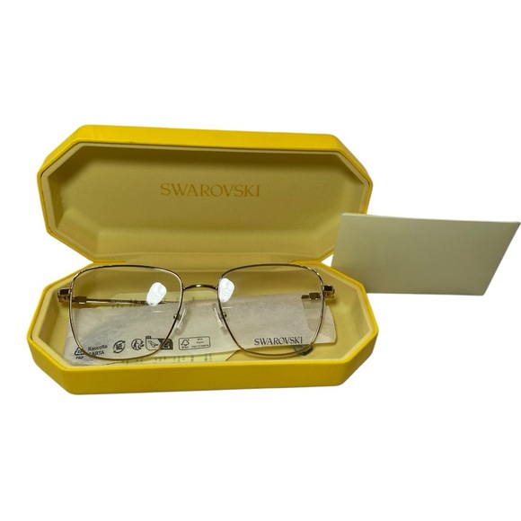 Swarovski Eyeglasses SK 1007 4021 Glasses Shiny Gold Blue Crystals 55mm W/CASE